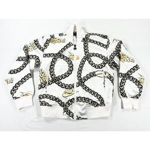 Nike Icon Clash Bomber Jacket Chain Print Streetwear 90s Retro White Women's XS